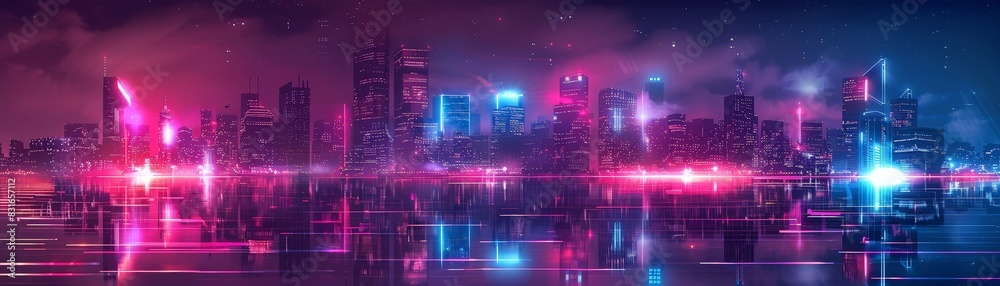 Neon City Lights - Cyberpunk-Themed Wallpaper for Digital Displays