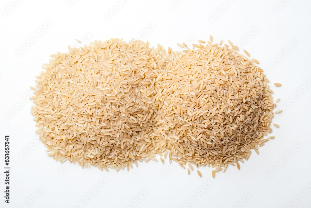 Closeup of Brown Rice on White Background Closeup of Brown Rice on White Background