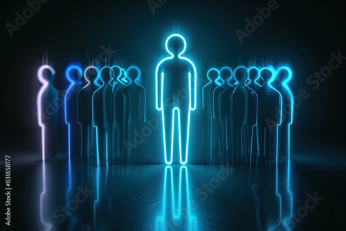 Neon style leadership isolated on black