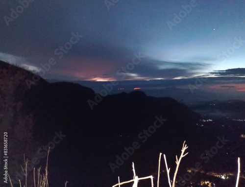 Night atmosphere in the Bromo mountains, East Java, Indonesia. people waiting for sunrise in the mountains.