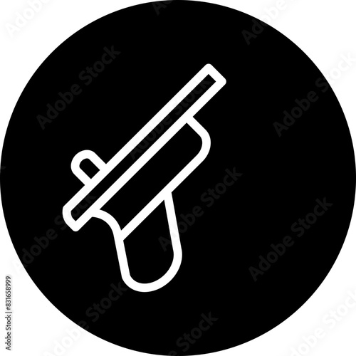 Pistol Line White Circle Black Icon Design