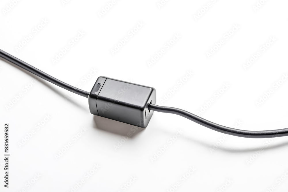 Black power cord with plug isolated on white background Black power cord with plug isolated on white background
