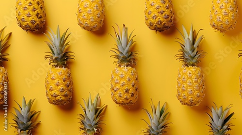 Pattern with bright pineapples on yellow background.  © Farid