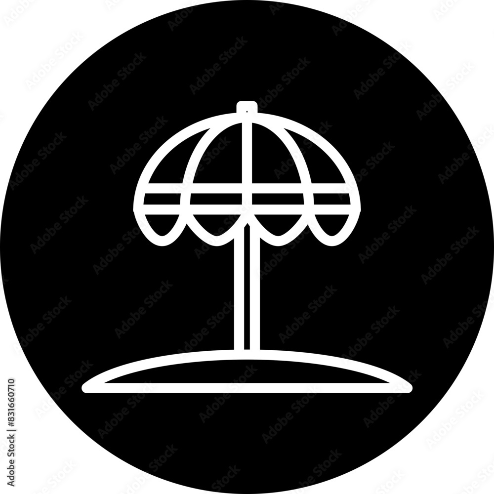 Beach Umberella Line White Circle Black Icon Design Beach Umberella Line White Circle Black Icon Design