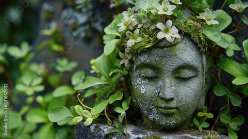 Green summer flower stone head © TheWaterMeloonProjec