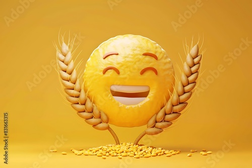 Ripened wheat sheaf emoji with golden grains photo