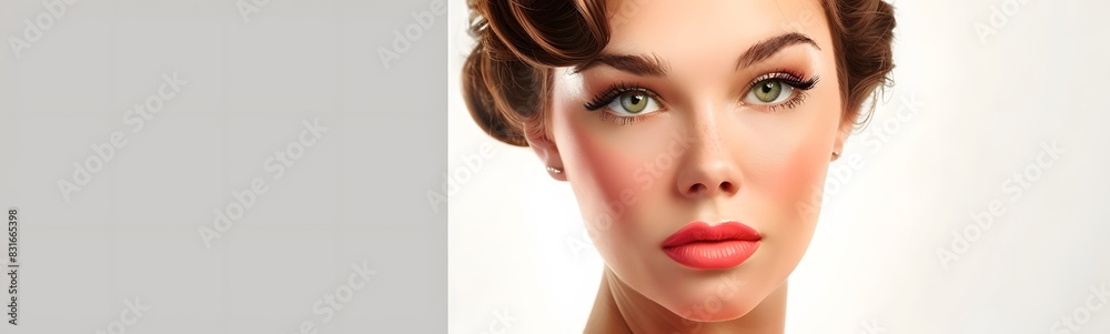 Naklejka premium beautiful 50s mid aged mature woman isolated on white background. skin care beauty, skincare cosmetics concept