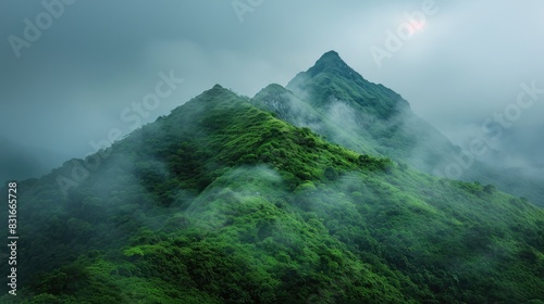 Green Mountain shrouded in a picturesque mist