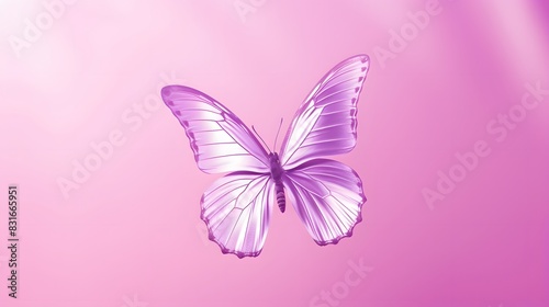 A purple butterfly on a pink background,Photorealistic, UhD, dreamy, gradient color or abstract dance element