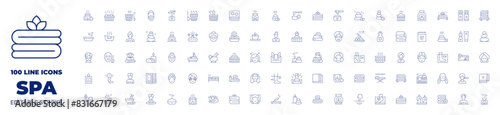 100 icons Spa collection. Thin line icon. Editable stroke. Spa icons for web and mobile app.