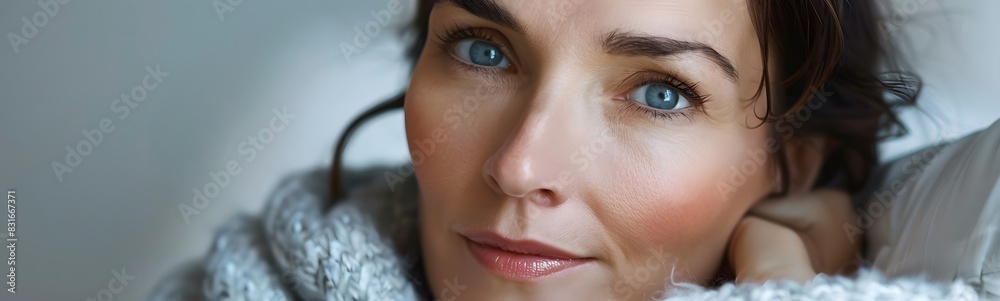 Obraz premium beautiful 50s mid aged mature woman isolated on white background. skin care beauty, skincare cosmetics concept