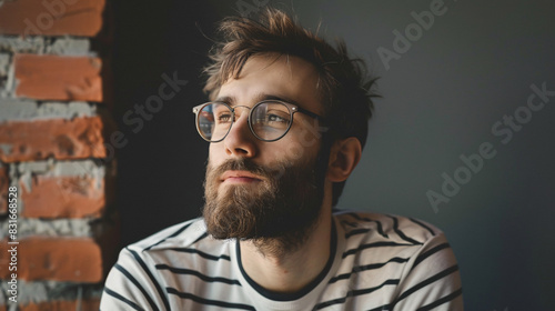 man potrait coorporate Lifestyle male casual clothes professional stresful sad expresive serious thinking photo