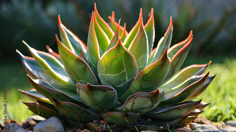 Close Up of Succulent Plant with Sunlit Leaves and Vibrant Edges Close Up of Succulent Plant with Sunlit Leaves and Vibrant Edges