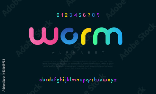 Worm creative geometric modern urban alphabet font. Digital abstract futuristic, fashion, sport, minimal technology typography. Simple numeric vector illustration
