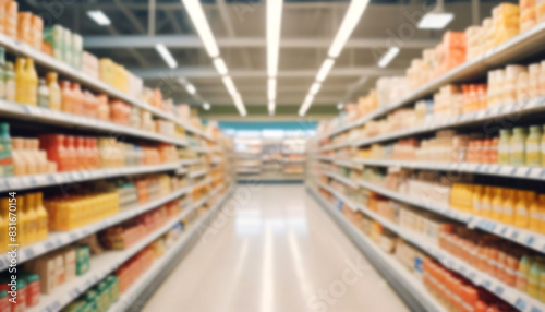 Blur supermarket, retail store, shop, modern shopping mall interior background