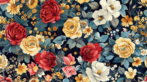 Flower Bunch Allover Design and Background Pattern photo