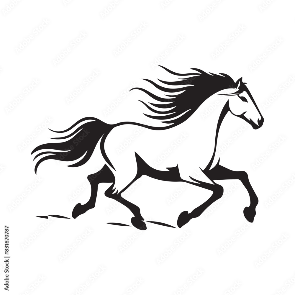 Running horse logo template isolated on white Vector Image