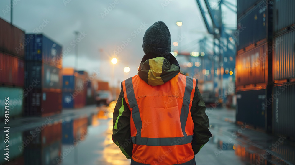 Foreman in uniform wearing safety helmet standing and facing . Warehouse control and management business factory industry logistics warehouse people Foreman in uniform wearing safety helmet standing and facing . Warehouse control and management business factory industry logistics warehouse people