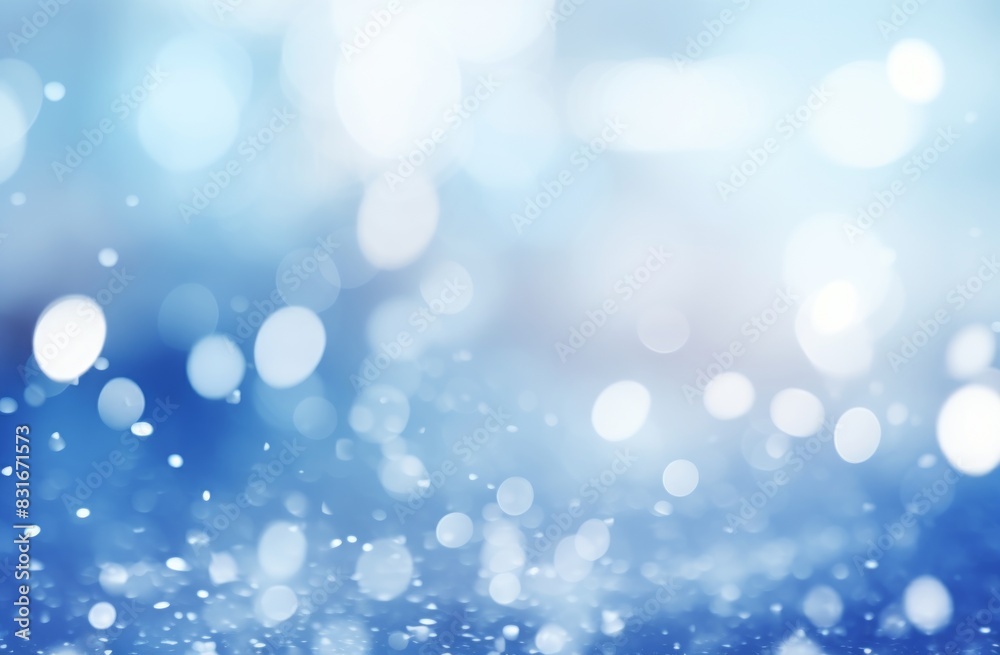 hispers of Light Blurred White and Blue Abstract Background with Bokeh.