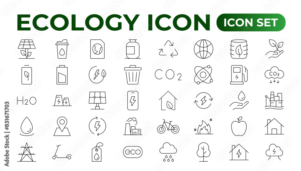 Eco friendly related thin line icon set in minimal style. Linear ecology icons. Environmental sustainability simple symbol Eco friendly related thin line icon set in minimal style. Linear ecology icons. Environmental sustainability simple symbol