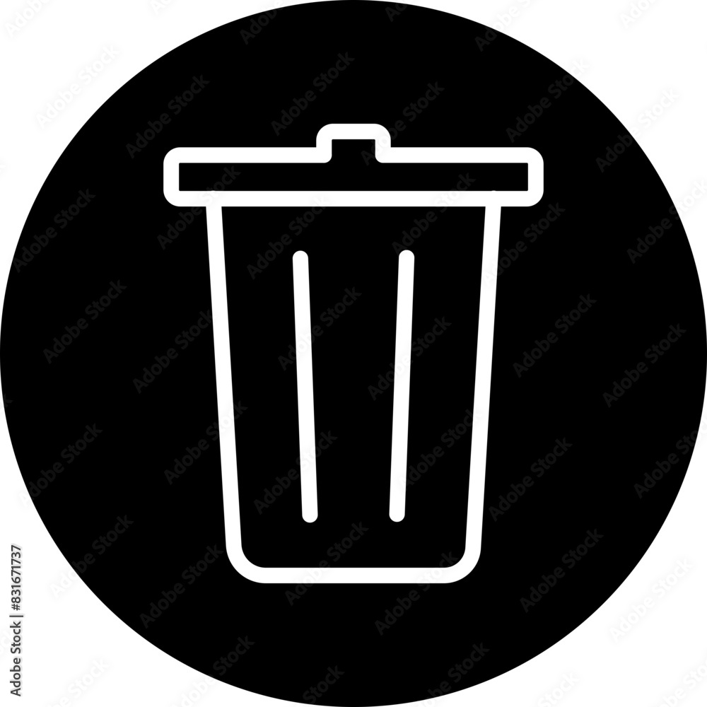 Trash Line White Circle Black Icon Design Trash Line White Circle Black Icon Design