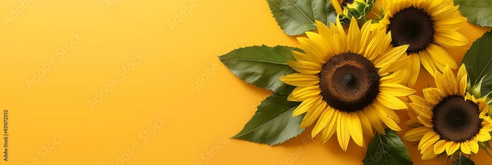 Obraz premium Sunflower background with copy space. Valentines day, mothers day, women's day concept. 