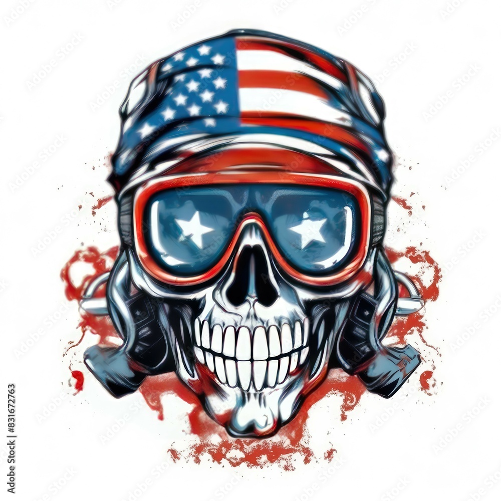 Art illustration skull use mask gas Art illustration skull use mask gas