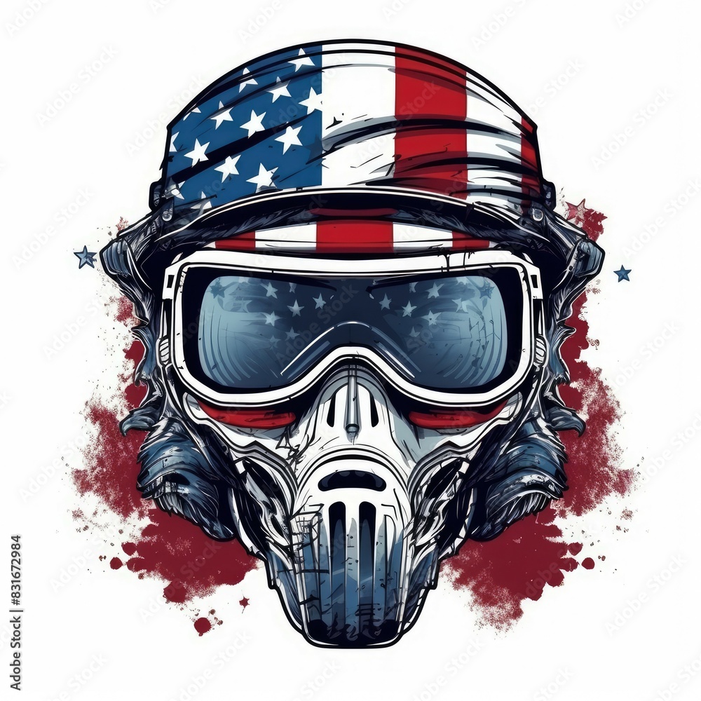 Art illustration skull use mask gas Art illustration skull use mask gas