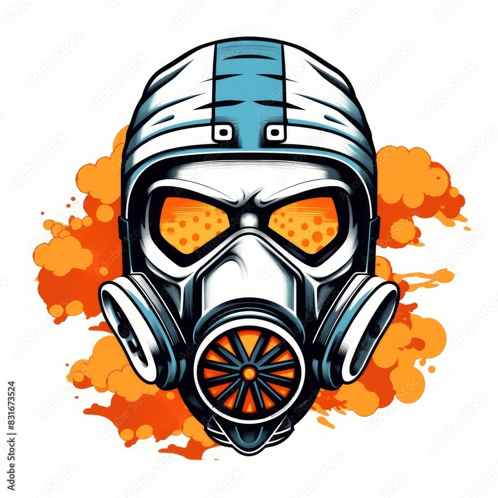 Art illustration skull use mask gas Art illustration skull use mask gas