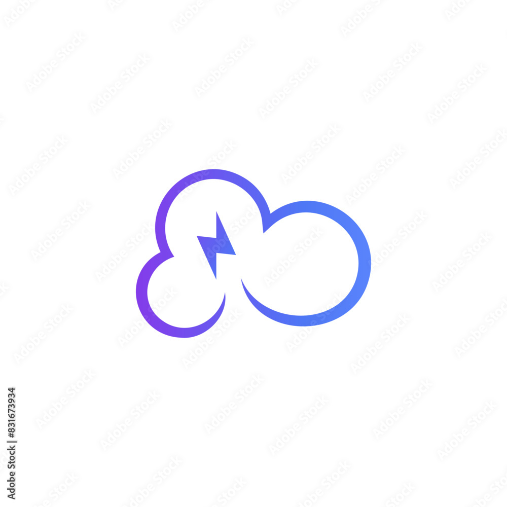 cloud and lightning combined logo design illustration 3 cloud and lightning combined logo design illustration 3