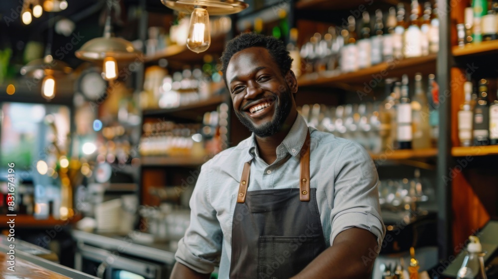 Man bartender working in restaurant. Man bartender working in restaurant.