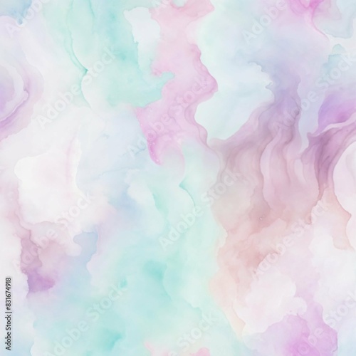 Ethereal Watercolor Pattern with Soft Pastel Splashes  Seamless Blending - AI generated digital art