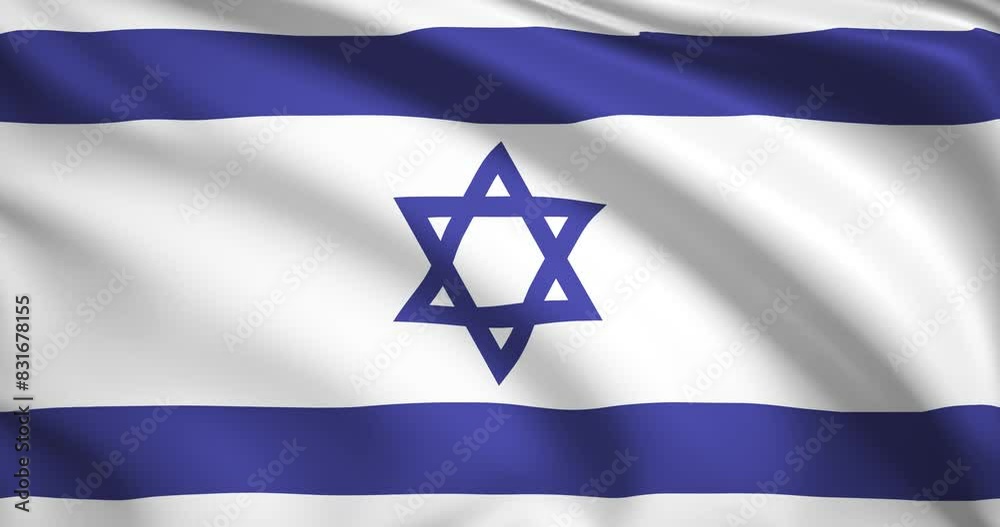 flag of Israel. Israeli flag background. 4k 60FPS