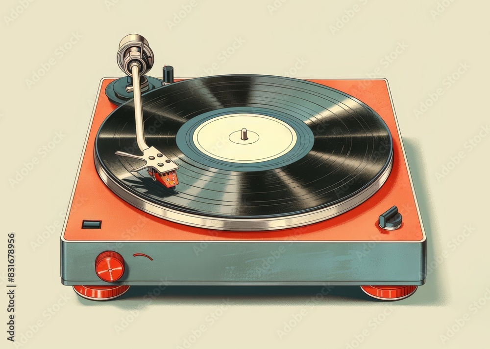 illustration of a vinyl record player, vector, simple, flat illustration of a vinyl record player, vector, simple, flat