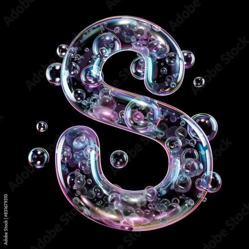 Bubble font of letter "S" on Black Background