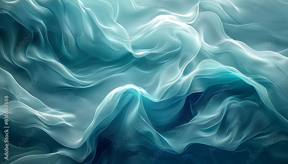 Obraz premium Fluid, organic shapes in blue and teal with smooth gradients and a tranquil feel