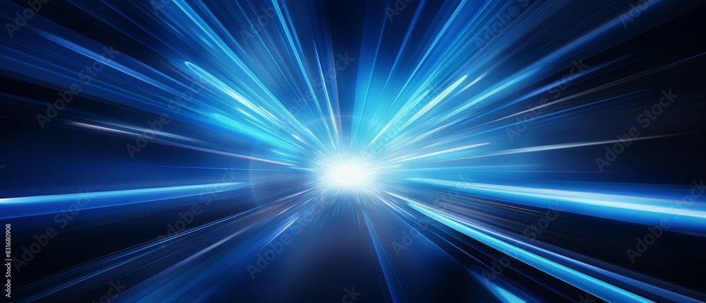 Abstract blue light beams radiating from a central point. Abstract blue light beams radiating from a central point.