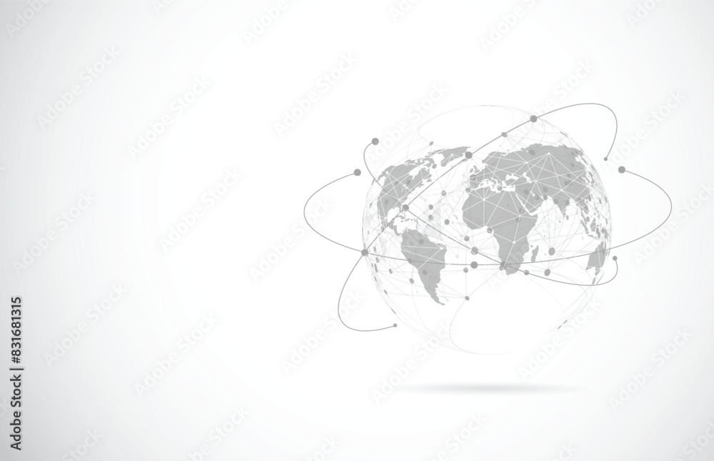 Global network connection. World map point and line composition concept of global business. Vector Illustration Global network connection. World map point and line composition concept of global business. Vector Illustration