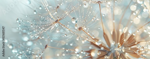 Abstract image of a dandelion with dew drops. photo