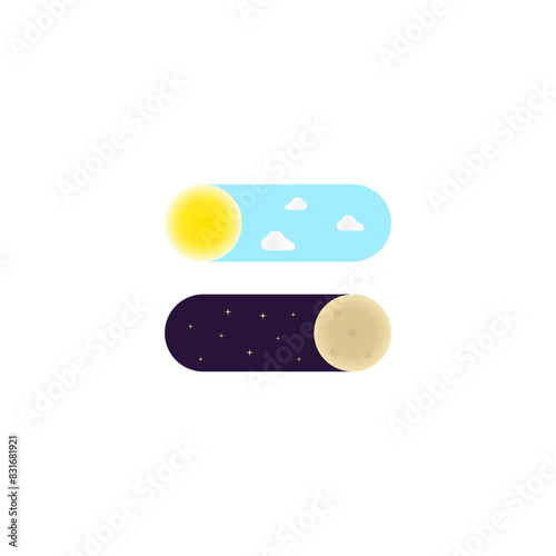 Illustration vector graphic of day and night switch toggle button on white background. Isolated switch toggle button.