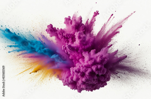 Color powder explosion, isolated on white background