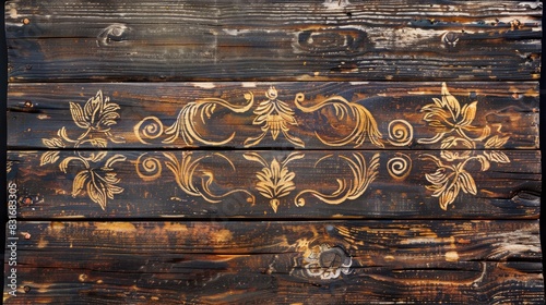 Design on aged wooden surface