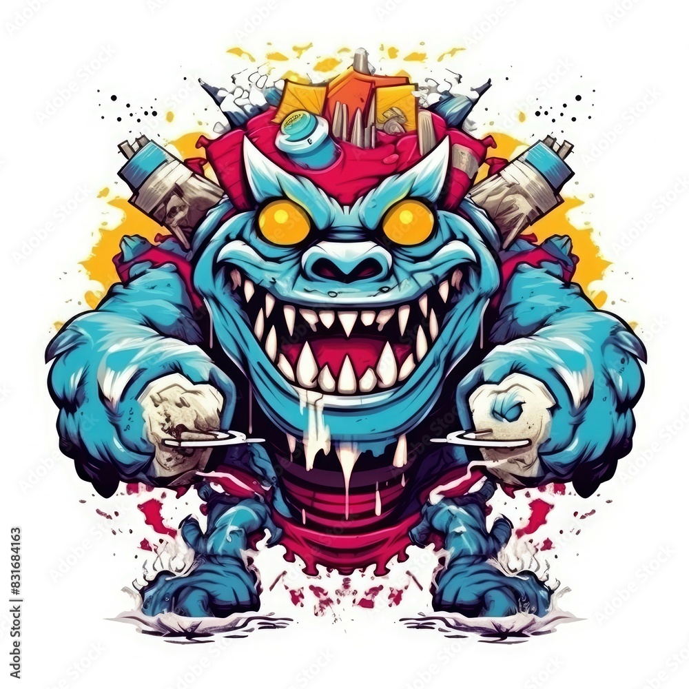 Art illustration monster angry Design t-shirt Art illustration monster angry Design t-shirt