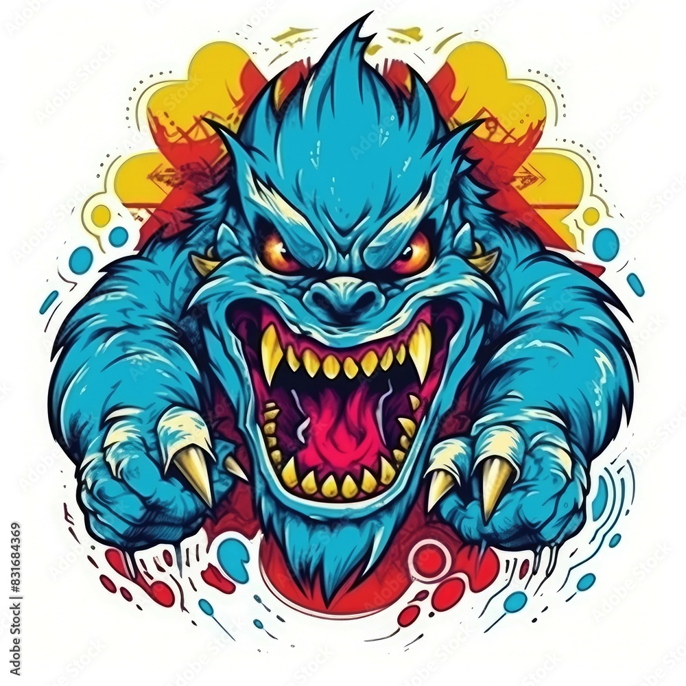 Art illustration monster angry Design t-shirt Art illustration monster angry Design t-shirt