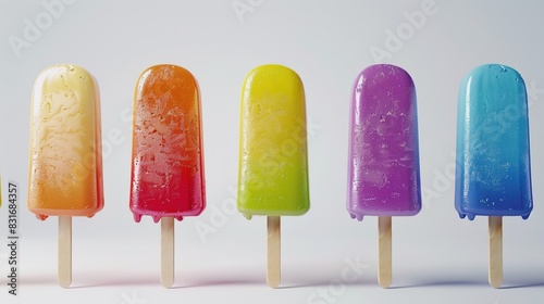 Pastel-colored popsicles. Delicious and bright background with ice cream. Minimalistic aesthetic design. Generative AI