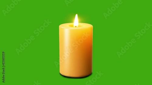 Candle burns on green screen 