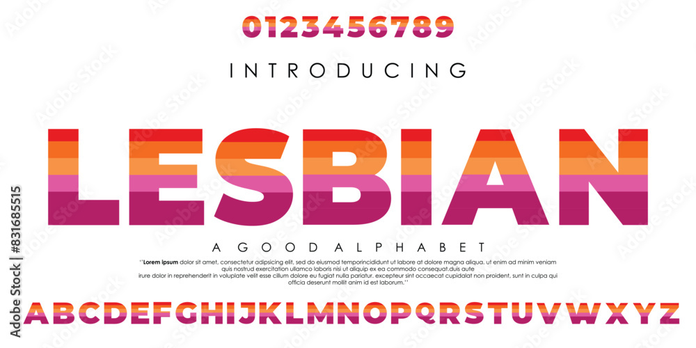 Introducing Lesbian Pride in a bold, eye-catching, colorful font. Introducing Lesbian Pride in a bold, eye-catching, colorful font.