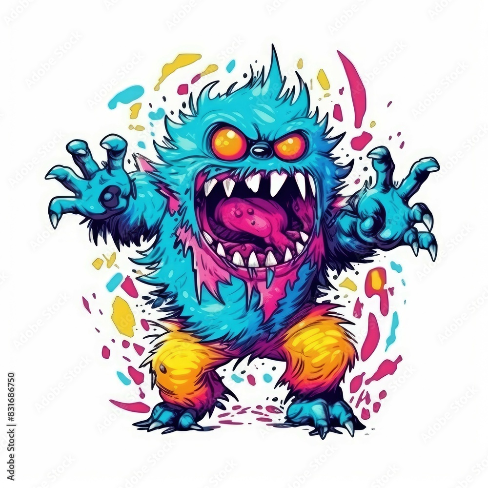 Fototapeta premium Art illustration monster angry Design t-shirt
