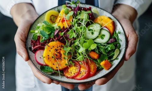 Doctor holding a plate with...