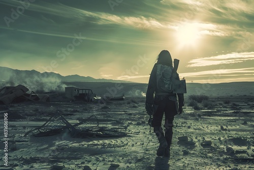 Resilient Survivor Traverses a Desolate Post Apocalyptic Wasteland